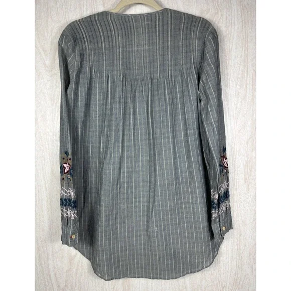 Johnny Was Workshop Shirt Dress XS Stripe Embroidered Floral Boho - Picture 5 of 11